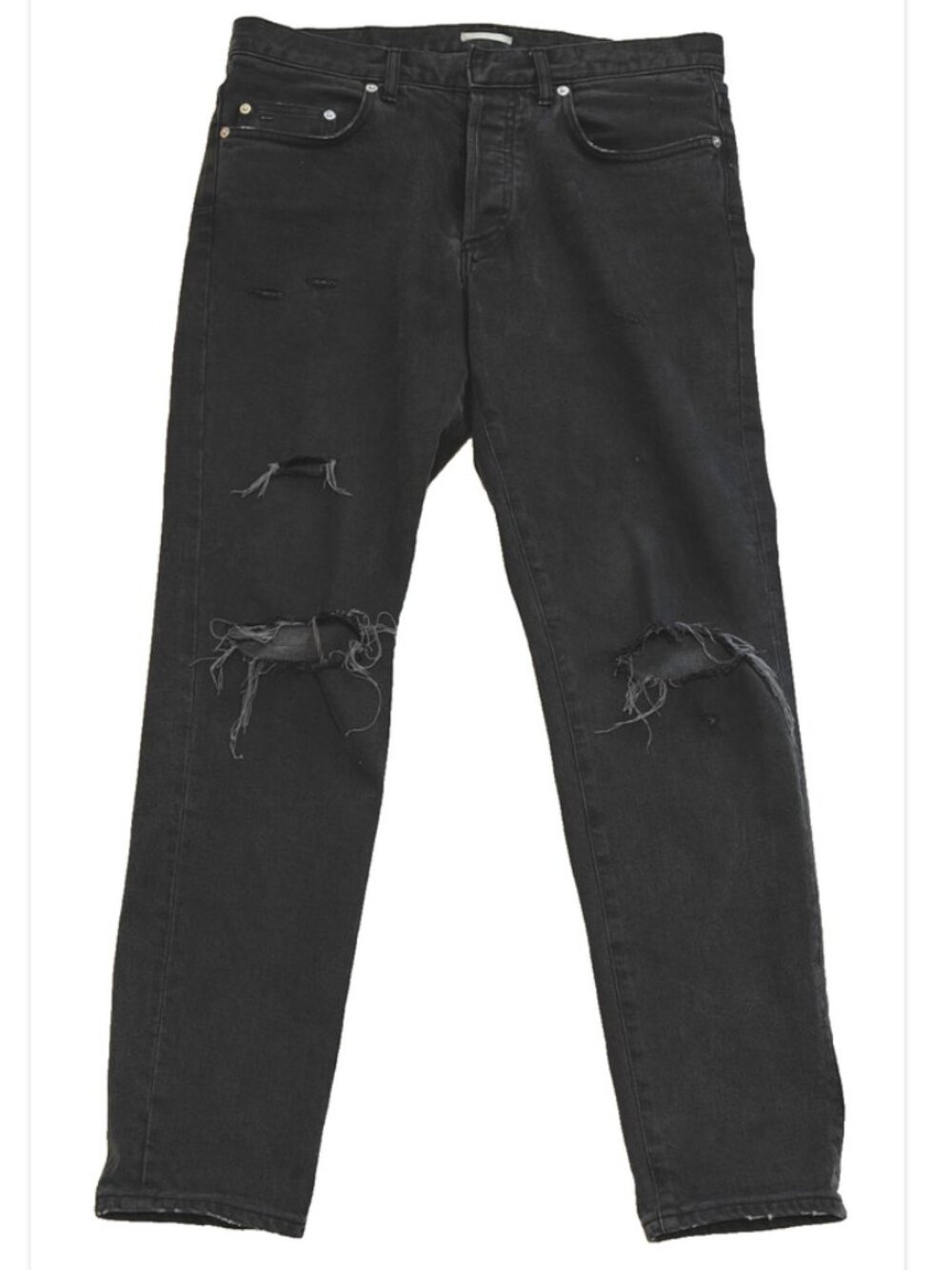 DIOR Homme Japan Black Distressed Destroyed 'Authentic 16.5' Denim Jeans SZ 30